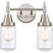 Caden 2 Light 14 inch Satin Nickel Bath Vanity Light Wall Light in Clear Glass