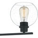 Pruitt 2 Light 16.5 inch Matte Black Bath Light Wall Light in Clear Seedy Glass