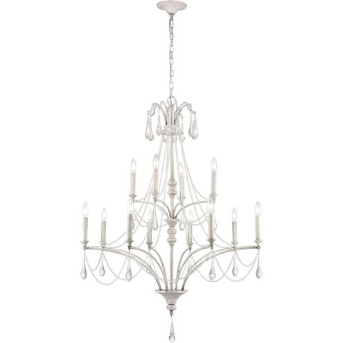French Parlor 12 Light 36 inch Vintage White Chandelier Ceiling Light