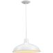 Metal Shade 1 Light White Pendant Ceiling Light in Standard