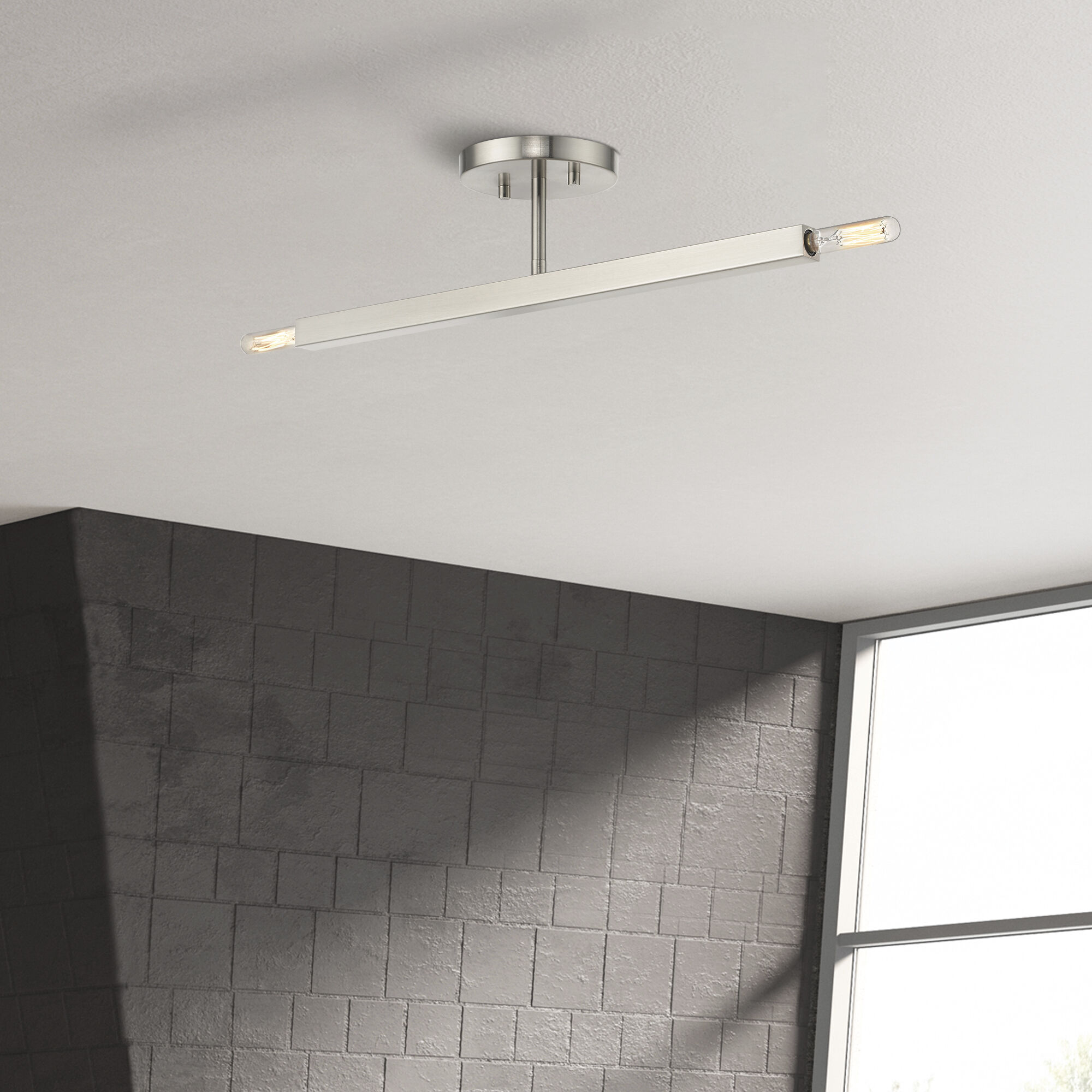 Monaco 2 Light 5.13 inch Brushed Nickel Semi-Flush Ceiling Light