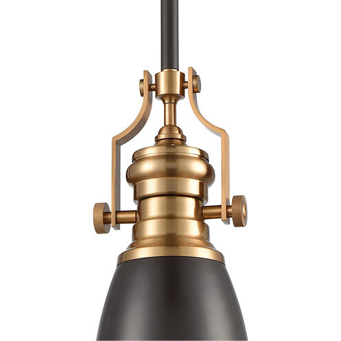 Pittsburgh 1 Light 8 inch Oil Rubbed Bronze with Satin Brass Mini Pendant Ceiling Light