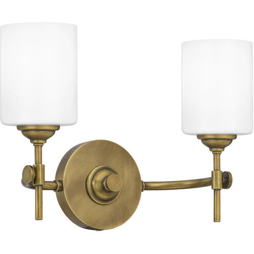 Aria 2 Light 15 inch Weathered Brass Bath Light Wall Light