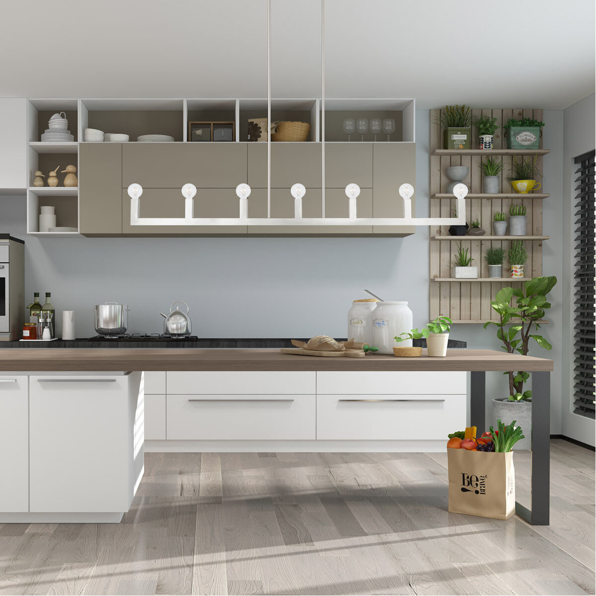 Solna 7 Light 70 inch Brushed Nickel Linear Chandelier Ceiling Light