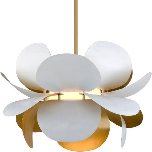 Ginger 1 Light 34.5 inch White and Gold Leaf Pendant Ceiling Light