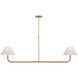 Chapman & Myers Basden LED 63 inch Antique-Burnished Brass and Natural Rattan Linear Chandelier Ceiling Light, Extra Large