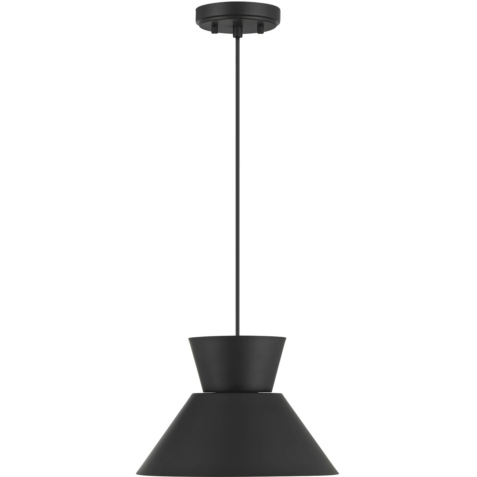 Mid-Century Modern 1 Light 12 inch Matte Black Pendant Ceiling Light
