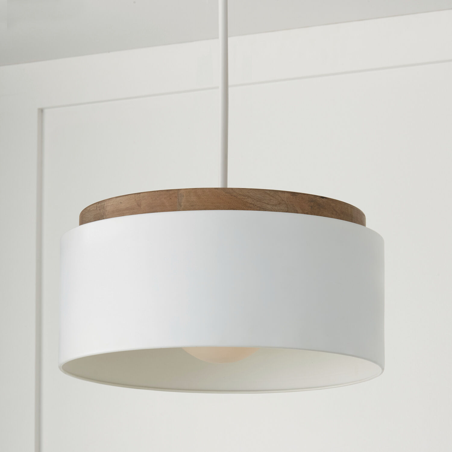 Liam 1 Light 18 inch Light Wood and White Pendant Ceiling Light