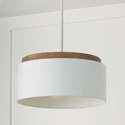 Liam 1 Light 18 inch Light Wood and White Pendant Ceiling Light