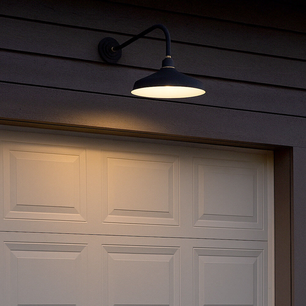 Foundry Classic Outdoor Barn Light in Textured Black, Straight Arm