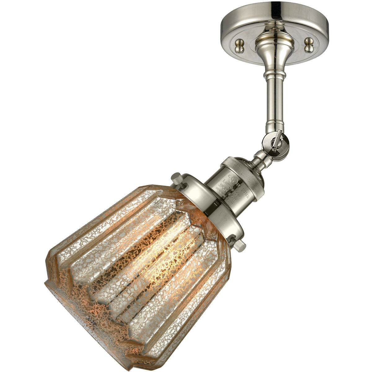 Franklin Restoration Chatham 1 Light 6 inch Polished Nickel Semi-Flush Mount Ceiling Light in Mercury Glass, Franklin Restoration