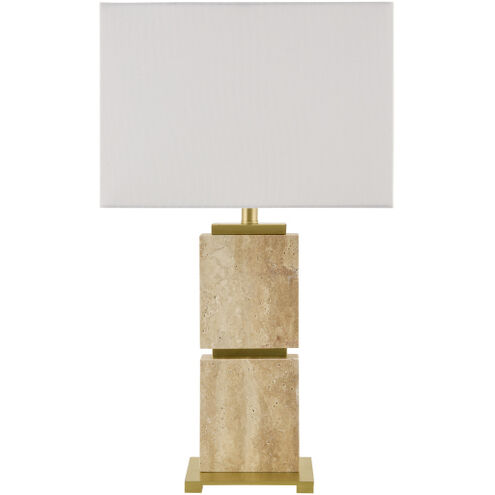Ponta 28 inch 100 watt Plated and Natural Accent Table Lamp Portable Light