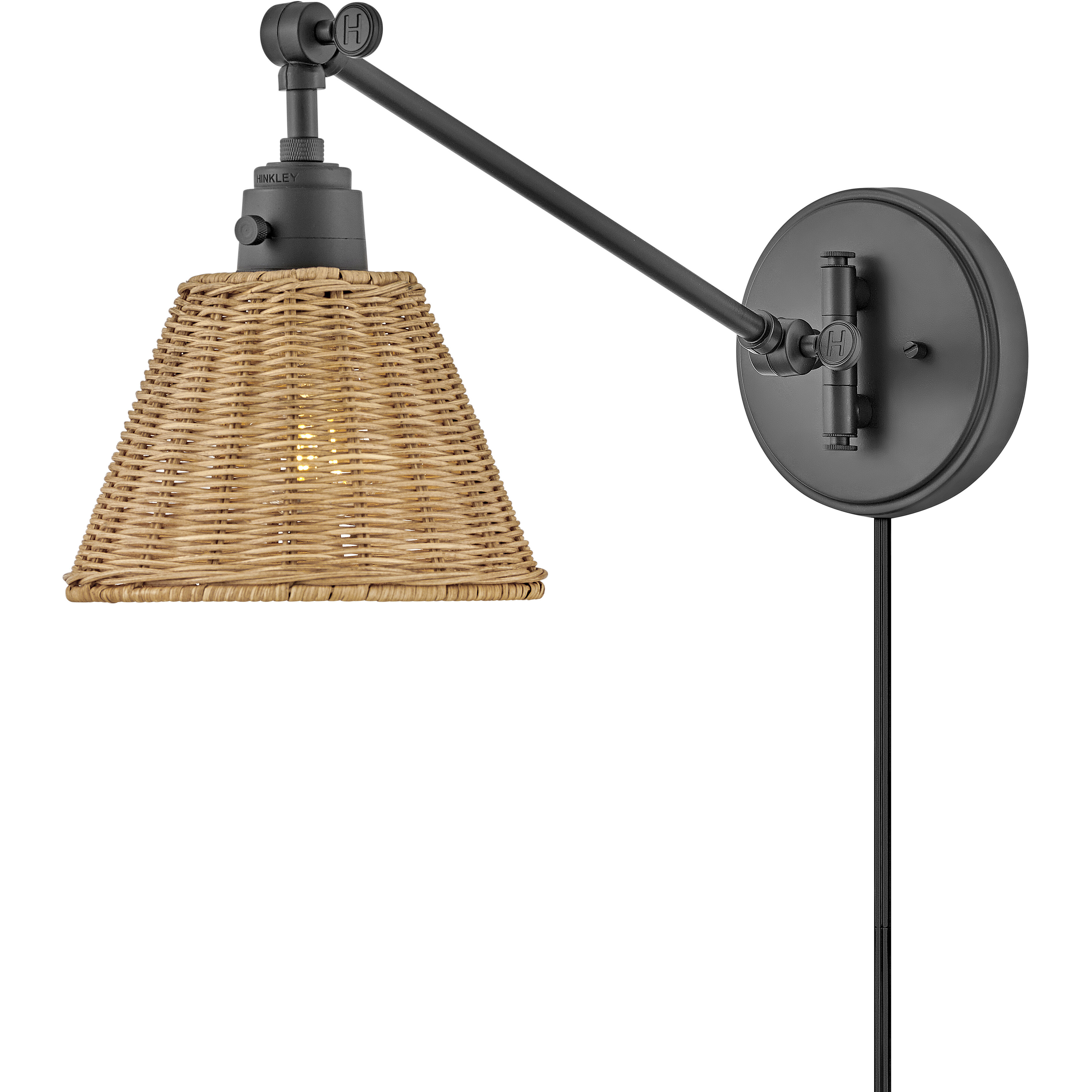 Arti 1 Light 7.75 inch Black Indoor Wall Sconce Wall Light in Black / Natural Rattan