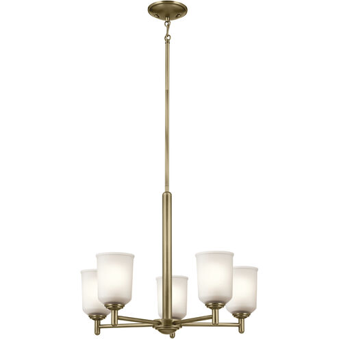 Shailene 5 Light Natural Brass Chandelier Ceiling Light, 1 Tier, Medium