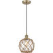 Edison Farmhouse Rope LED 8 inch Antique Brass Mini Pendant Ceiling Light