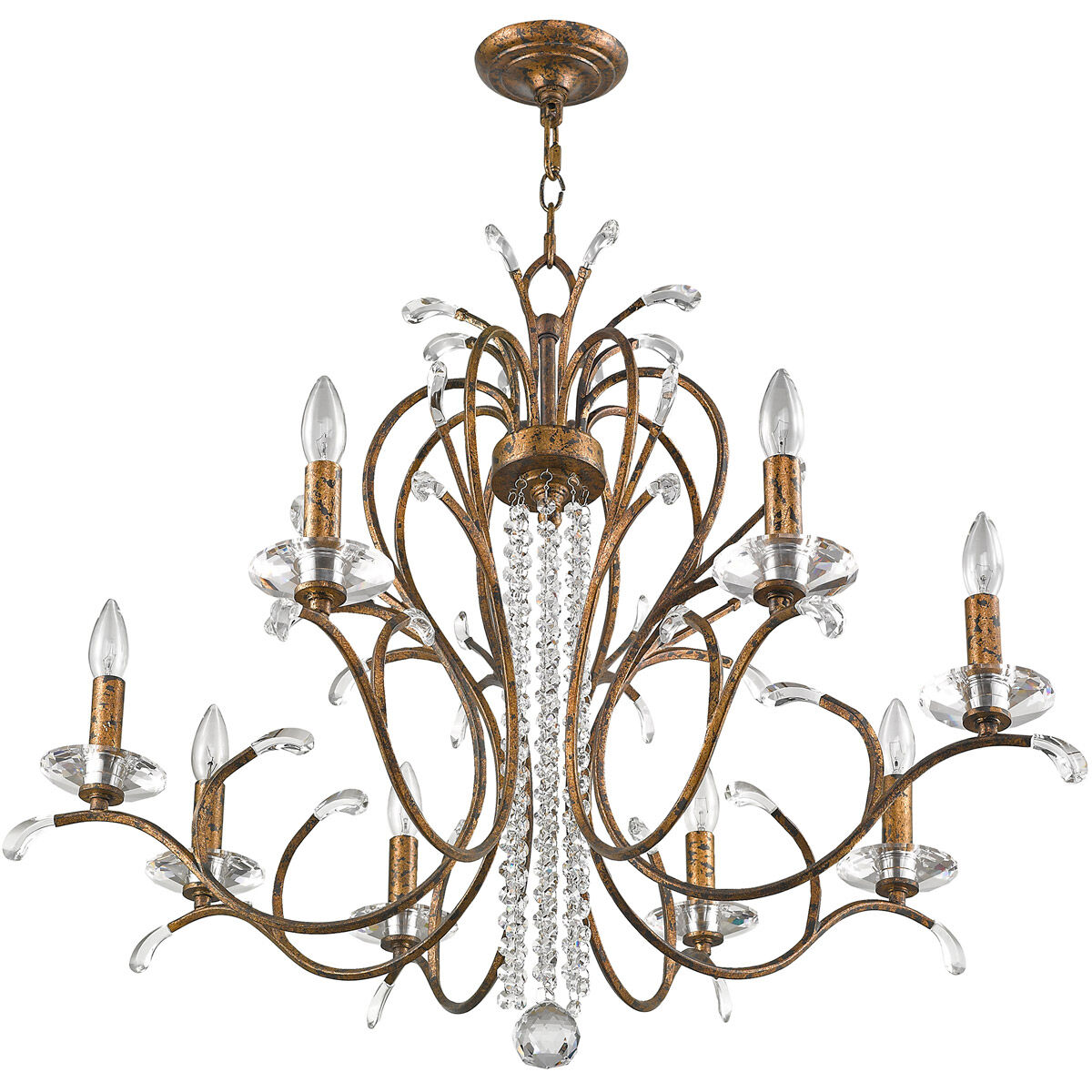 Serafina 8 Light 33 inch Hand Applied Venetian Golden Bronze Chandelier Ceiling Light