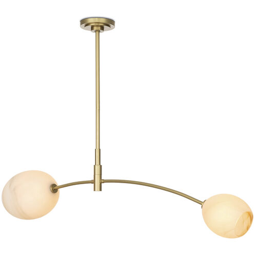 Artemis 2 Light 46.75 inch Natural Brass Pendant Ceiling Light in Alabaster Glass