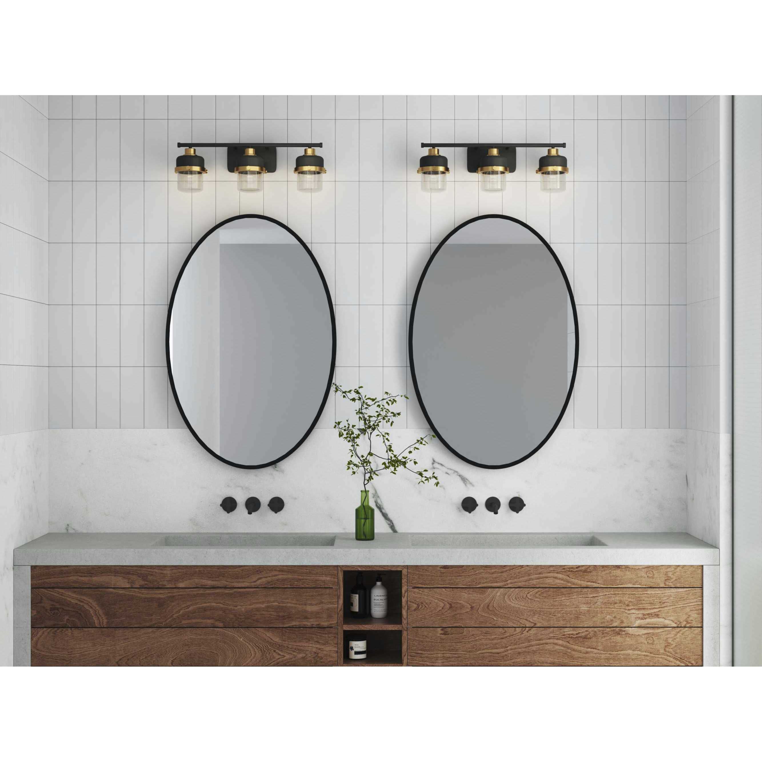 Beckner 3 Light 24.12 inch Matte Black Bath Light Wall Light