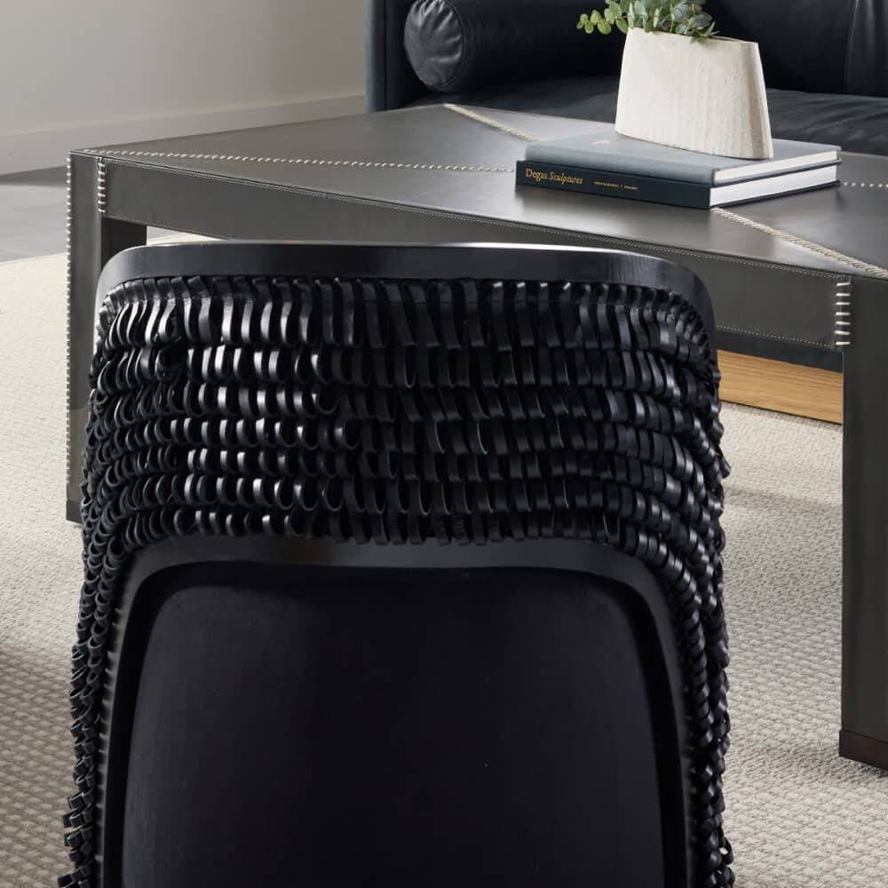 Gretel Black Suede and Black Leather with Ebony Chair