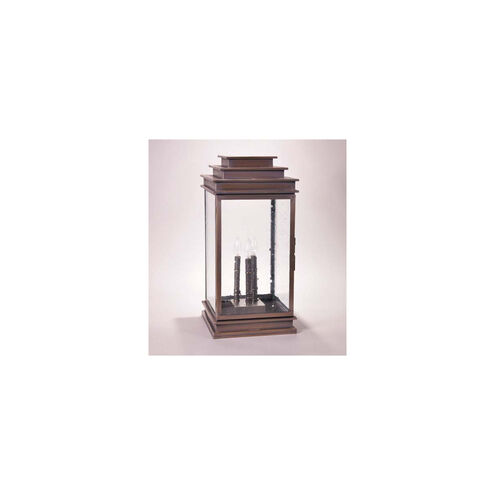 Empire 3 Light 24.5 inch Antique Brass Pier Lamp in Dark Antique Brass, Clear Seedy Glass