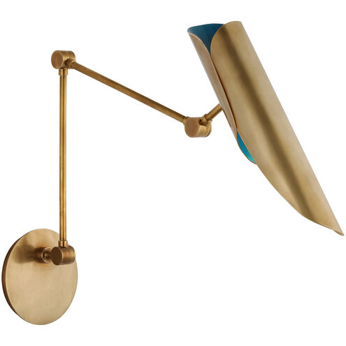 Champalimaud Flore 14.75 inch 6.50 watt Soft Brass and Riviera Blue Double Library Wall Light