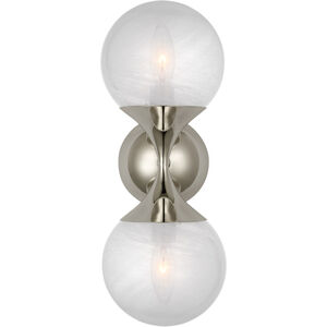 AERIN Cristol 2 Light 6 inch Polished Nickel Double Sconce Wall Light, Small