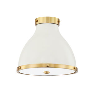 Painted No. 3 2 Light 12.5 inch Aged Brass/Off White Flush Mount Ceiling Light
