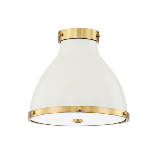 Painted No. 3 2 Light 12.5 inch Aged Brass/Off White Flush Mount Ceiling Light