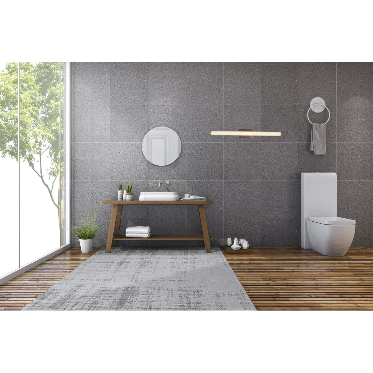 Steston LED 30.3 inch Brushed Nickel Vanity Light Wall Light