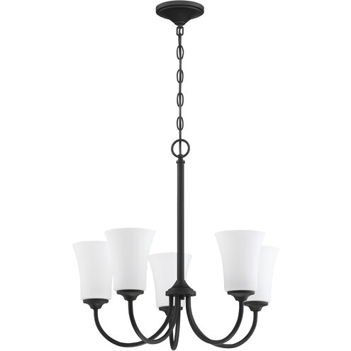 Neighborhood Gwyneth 5 Light 23 inch Flat Black Chandelier Ceiling Light in White Frost Glass, Neighborhood Collection