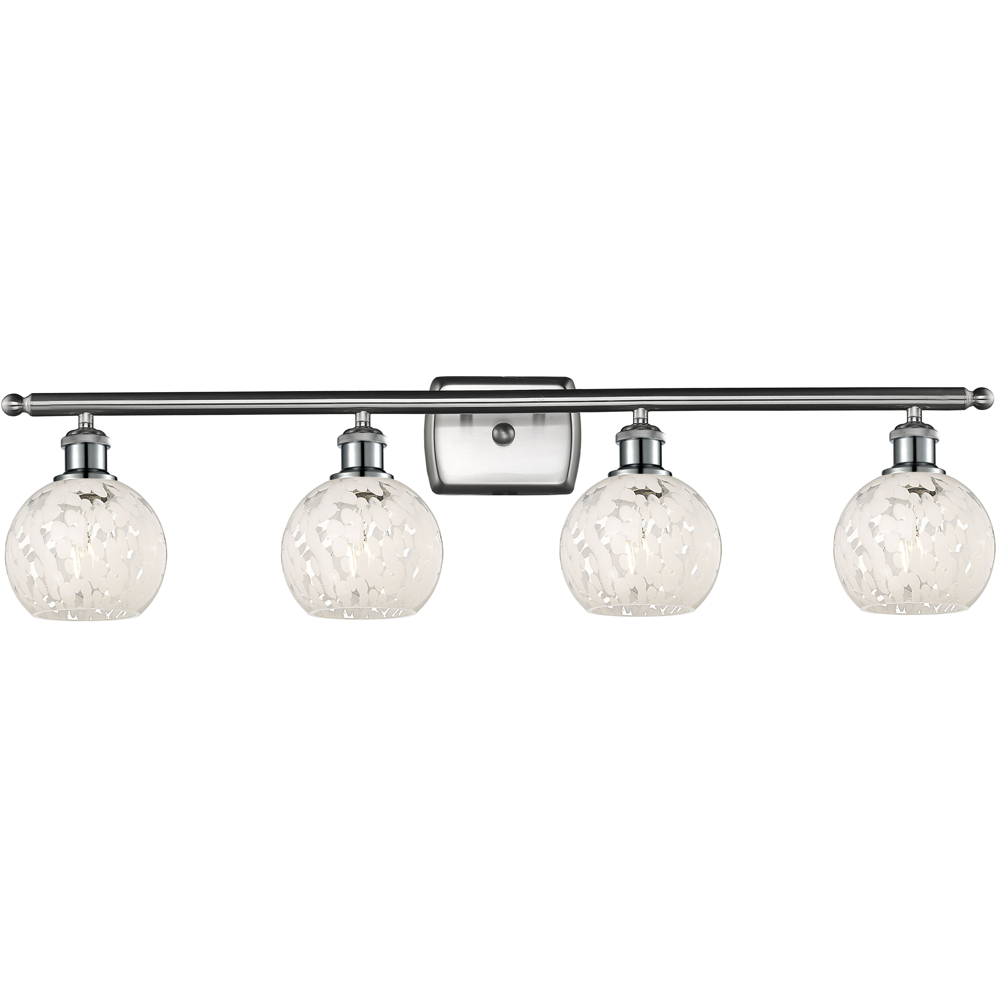 Ballston White Mouchette 4 Light 36 inch Brushed Satin Nickel Bath Vanity Light Wall Light