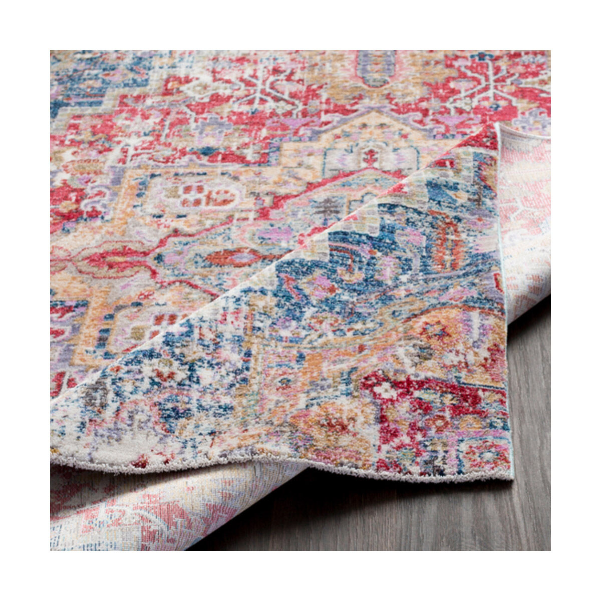 Rumi 154 X 108 inch Dark Red/Bright Pink/Bright Blue/Aqua/Dark Blue Rugs, Rectangle