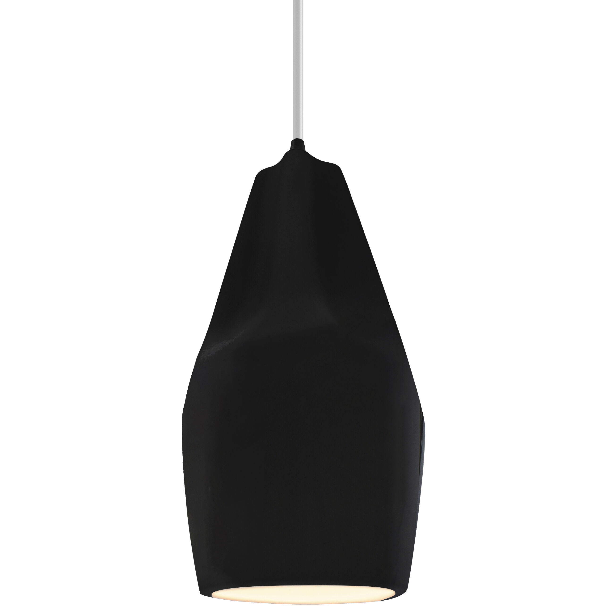 Radiance Collection - Crease Pendant Ceiling Light in Matte Black, White Cord, Replaceable Bulb, Gloss Black/Matte White, Form+Finish+Function