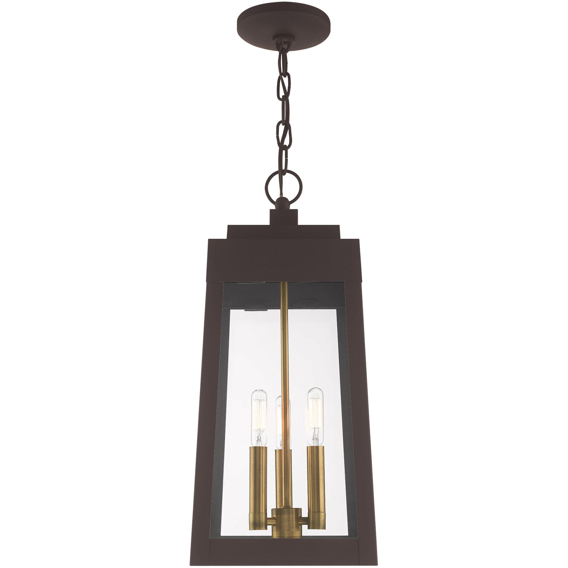 Oslo 3 Light 8 inch Bronze Outdoor Pendant Lantern