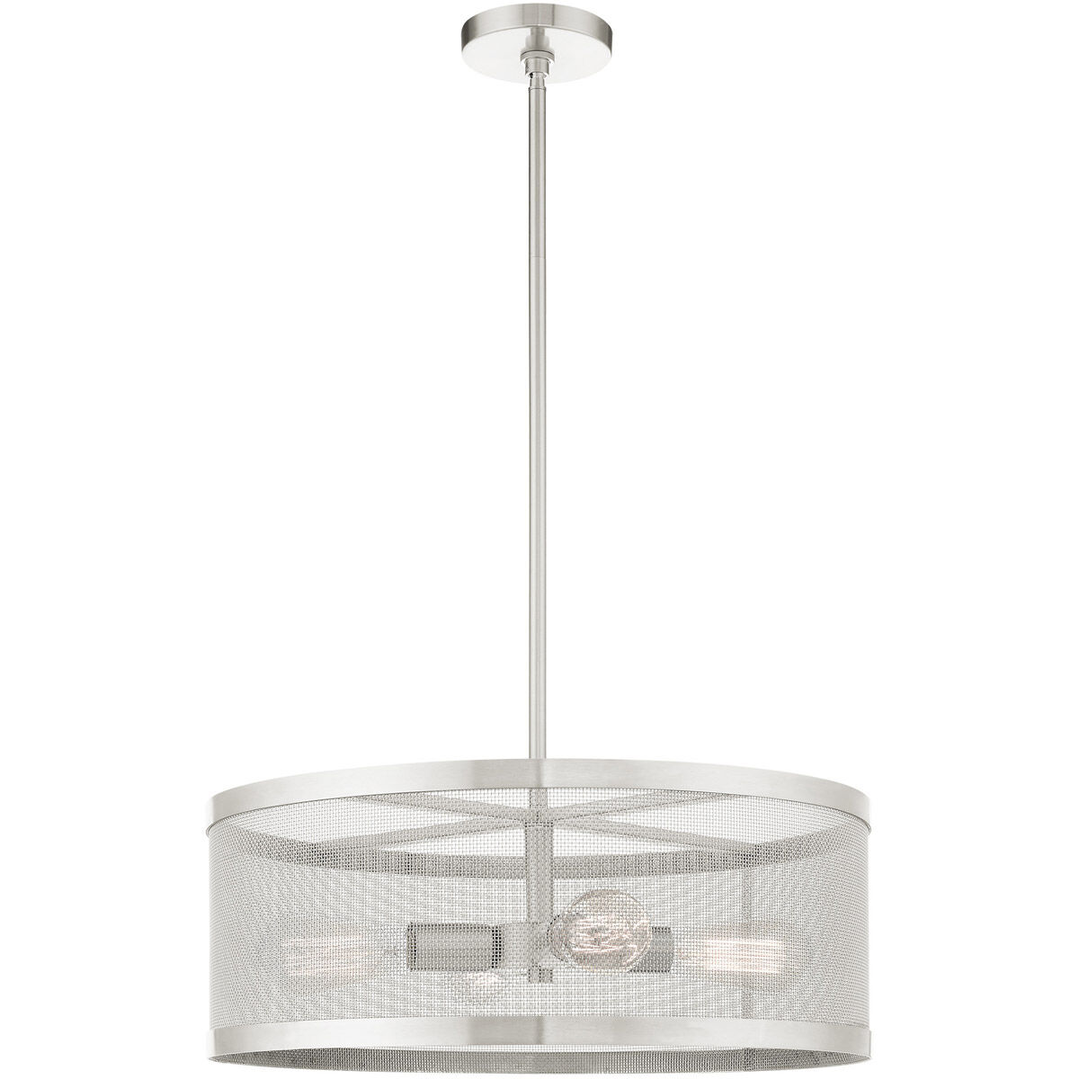 Industro 4 Light 20 inch Brushed Nickel Chandelier Ceiling Light