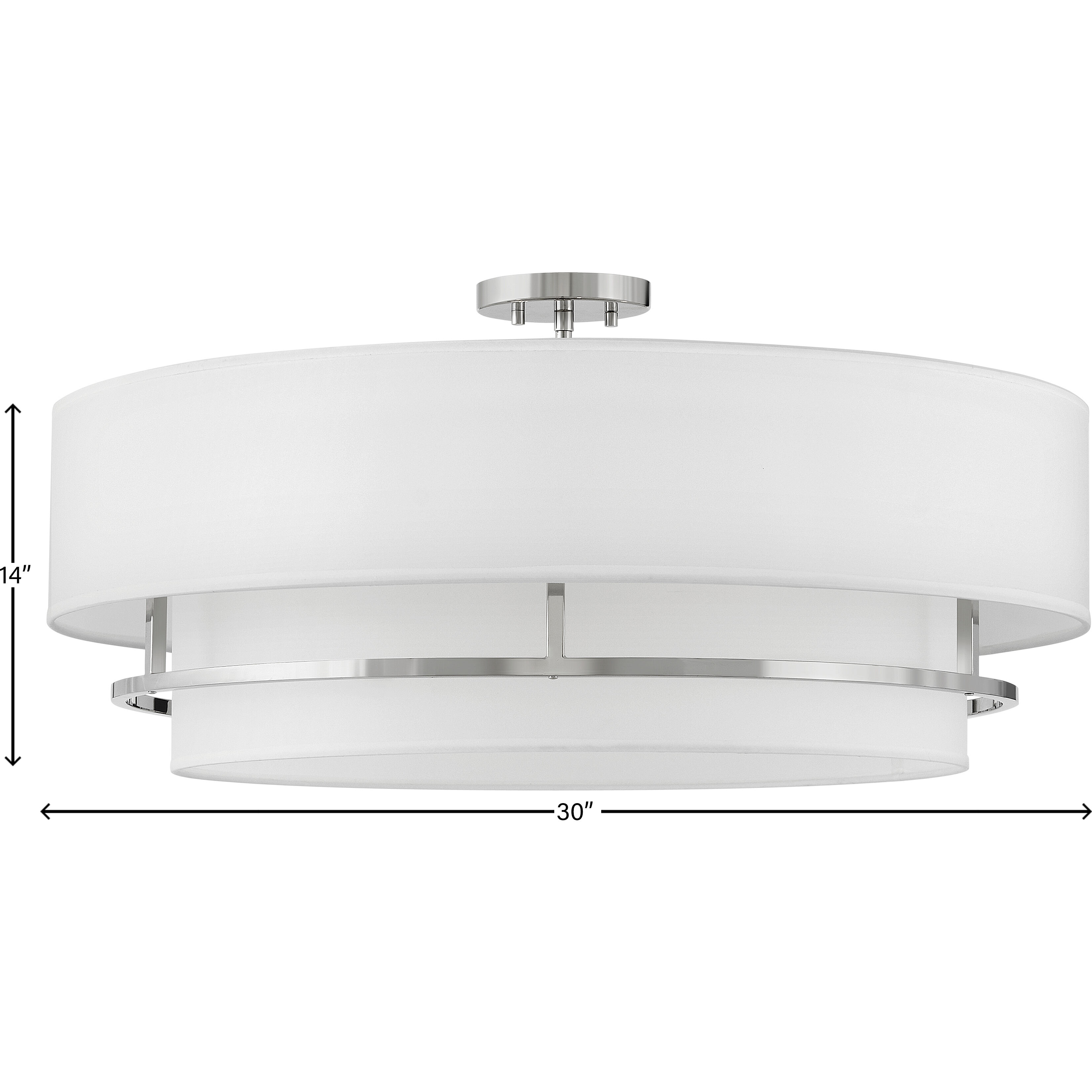 Graham 30 inch Polished Nickel Indoor Semi-Flush Mount Ceiling Light, Convertible