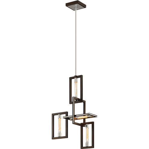 Enigma 4 Light 23.75 inch Bronze With Polished Stainless Chandelier Ceiling Light