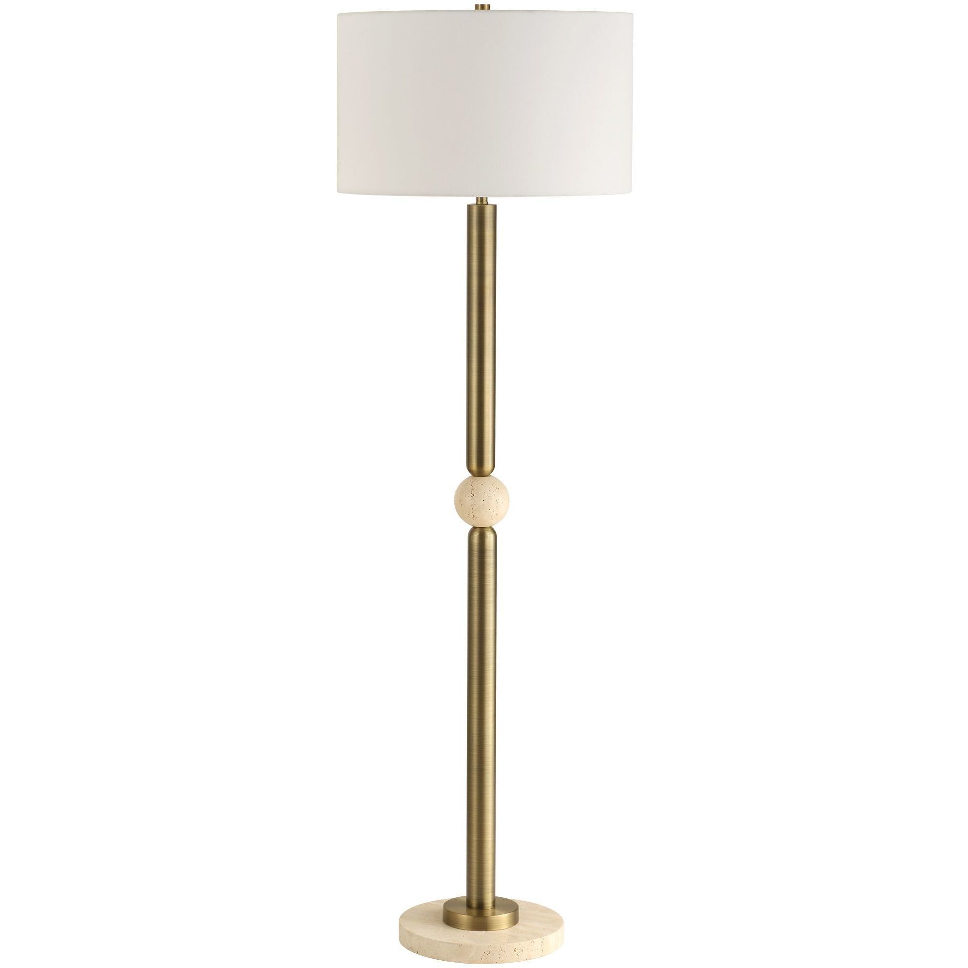 Hudson 61.5 inch 150.00 watt Gold and Travertine Floor Lamp Portable Light