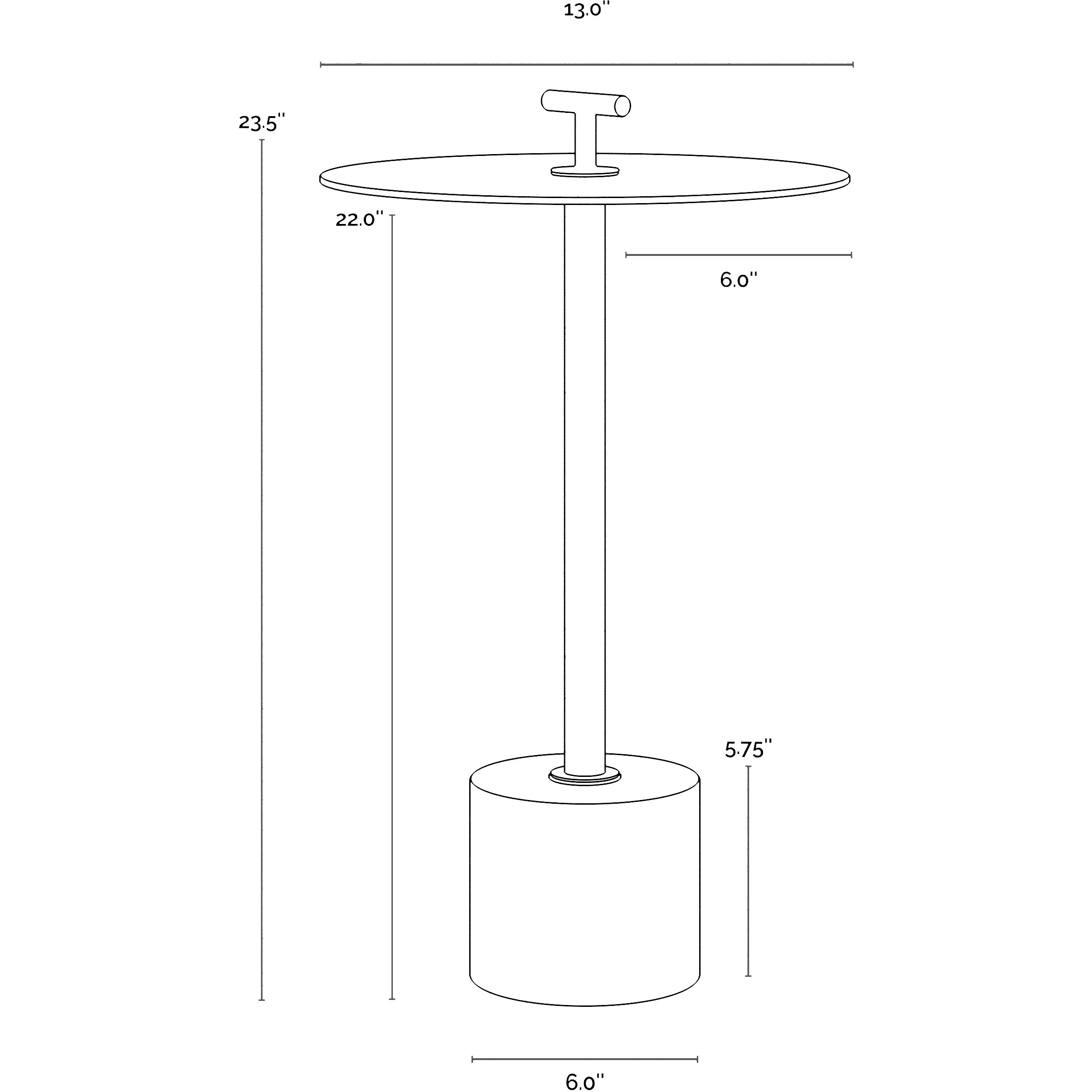 Sia 23.5 X 13 inch Brass / White End Table