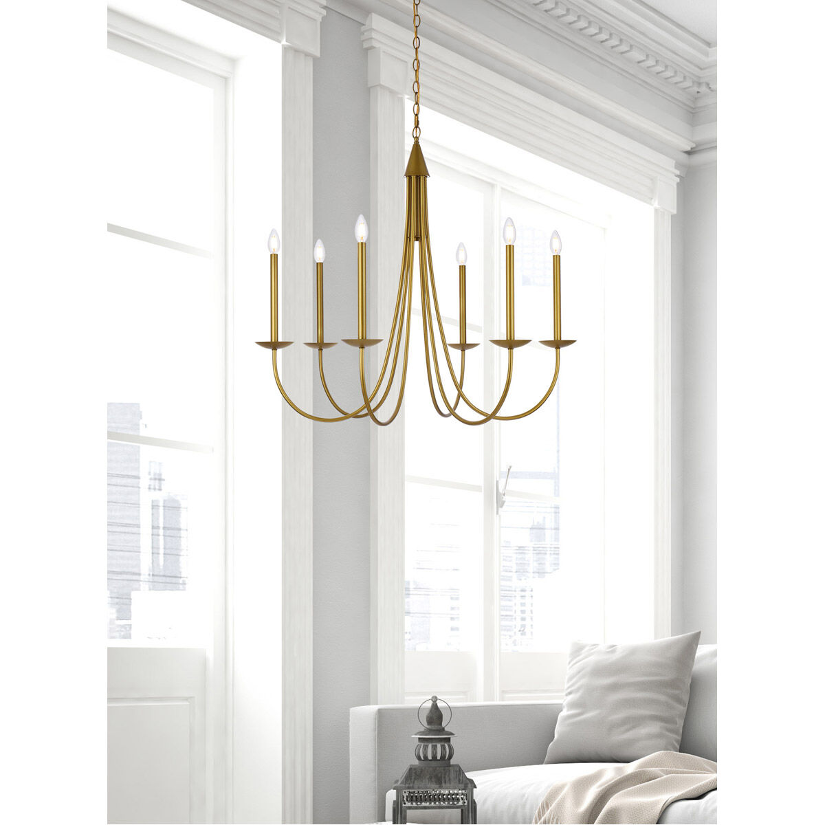 Cohen 6 Light 36 inch Brass Chandelier Ceiling Light