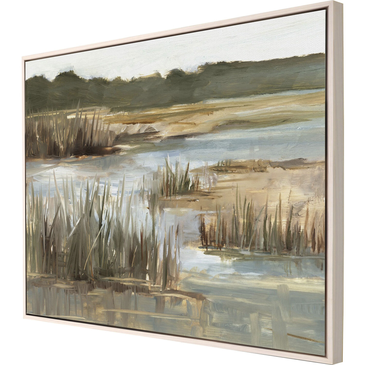 Wetland Grasses Green and Brown and Multi and Neutral Canvas