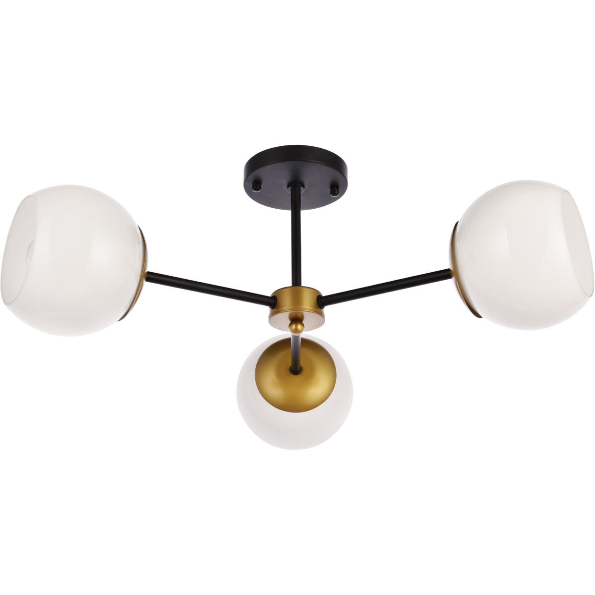 Briggs 3 Light 26 inch Black and Brass Flush Mount Ceiling Light