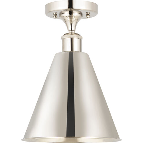 Ballston Cone 1 Light 8 inch Polished Nickel Semi-Flush Mount Ceiling Light