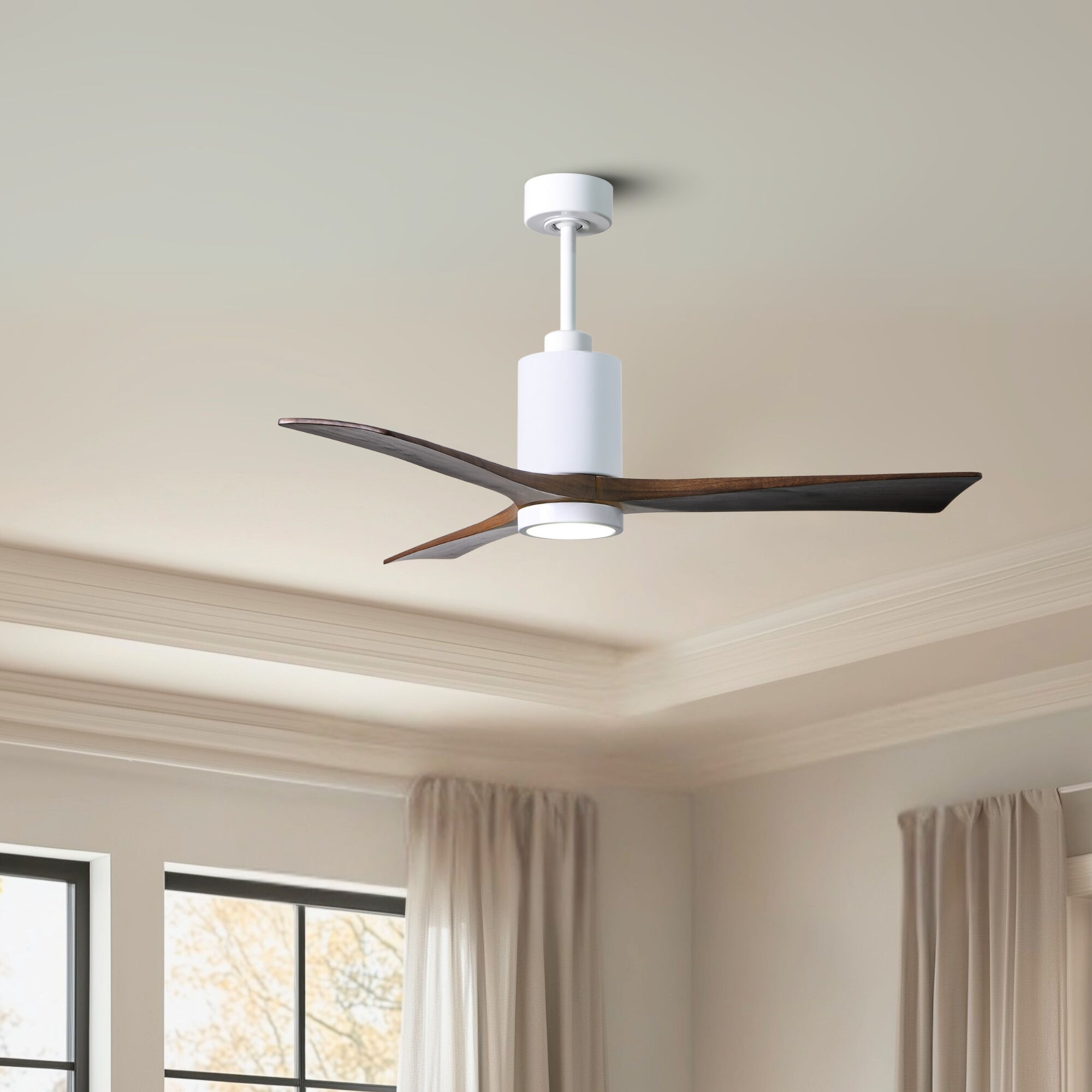 Atlas Patricia-3 60 inch Gloss White with Walnut Tone Blades Ceiling Fan, Atlas