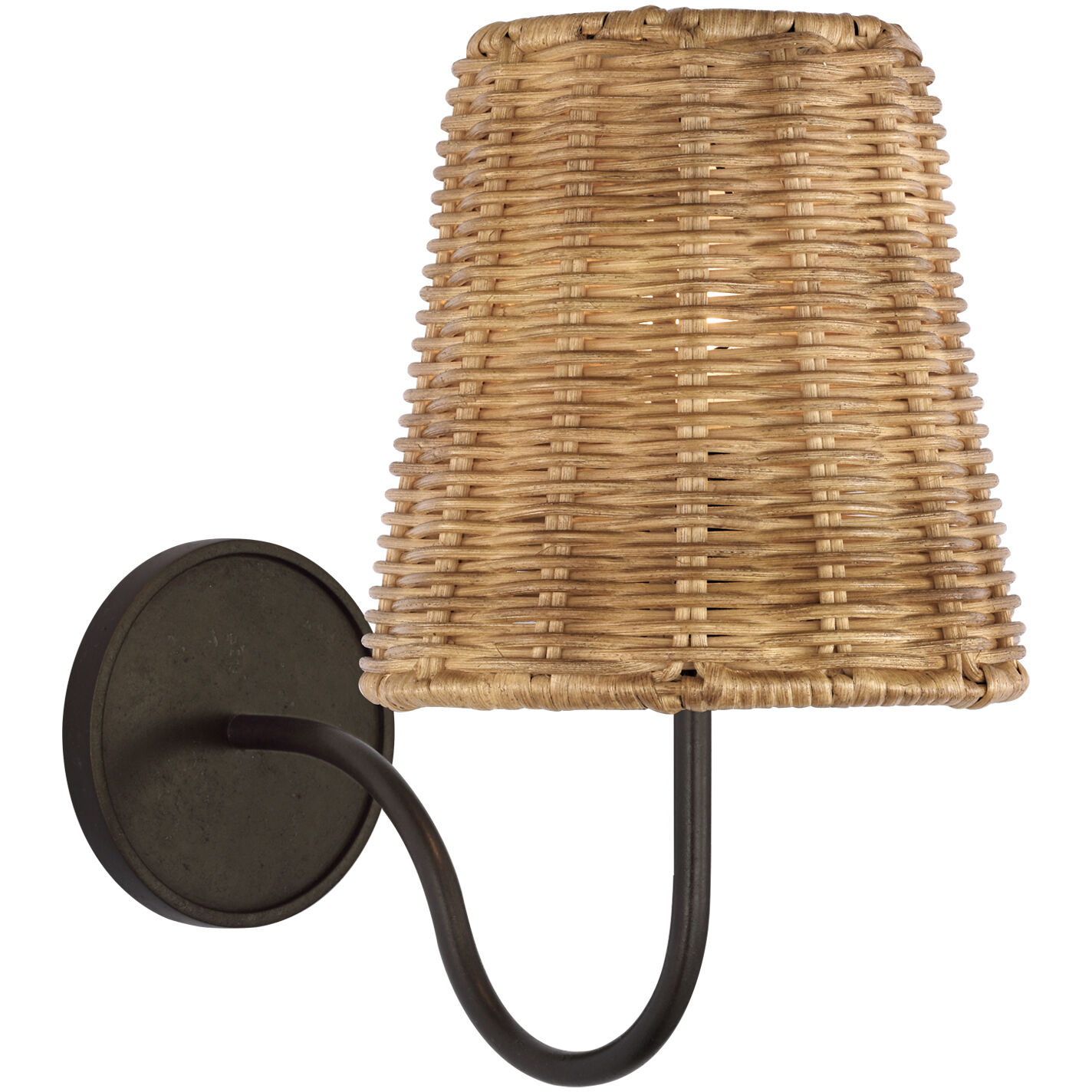 Amber Lewis Lyndsie LED 6 inch Aged Iron Sconce Wall Light in Natural Wicker, Small