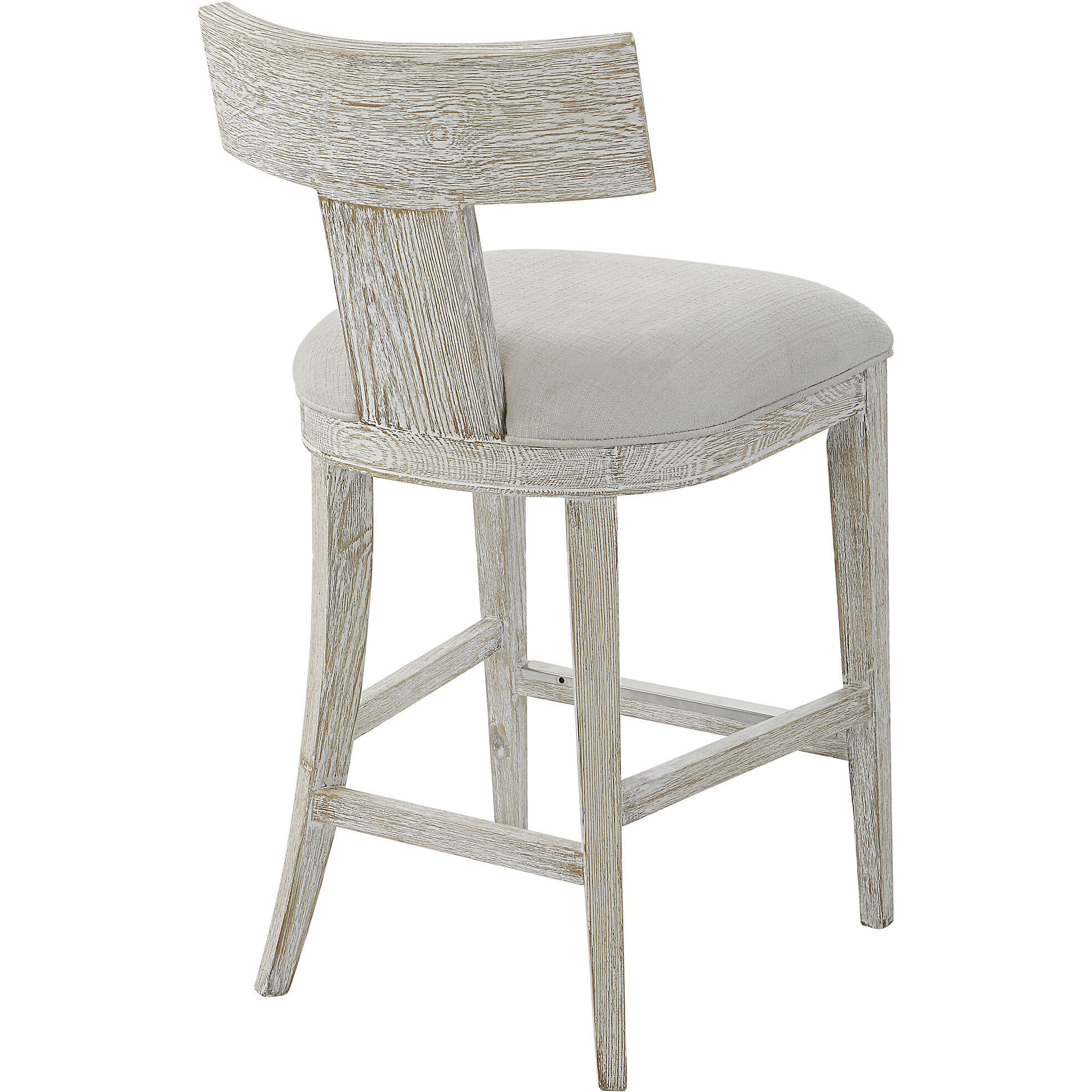 Idris 38 inch Whitewashed and White Fabric Counter Stool
