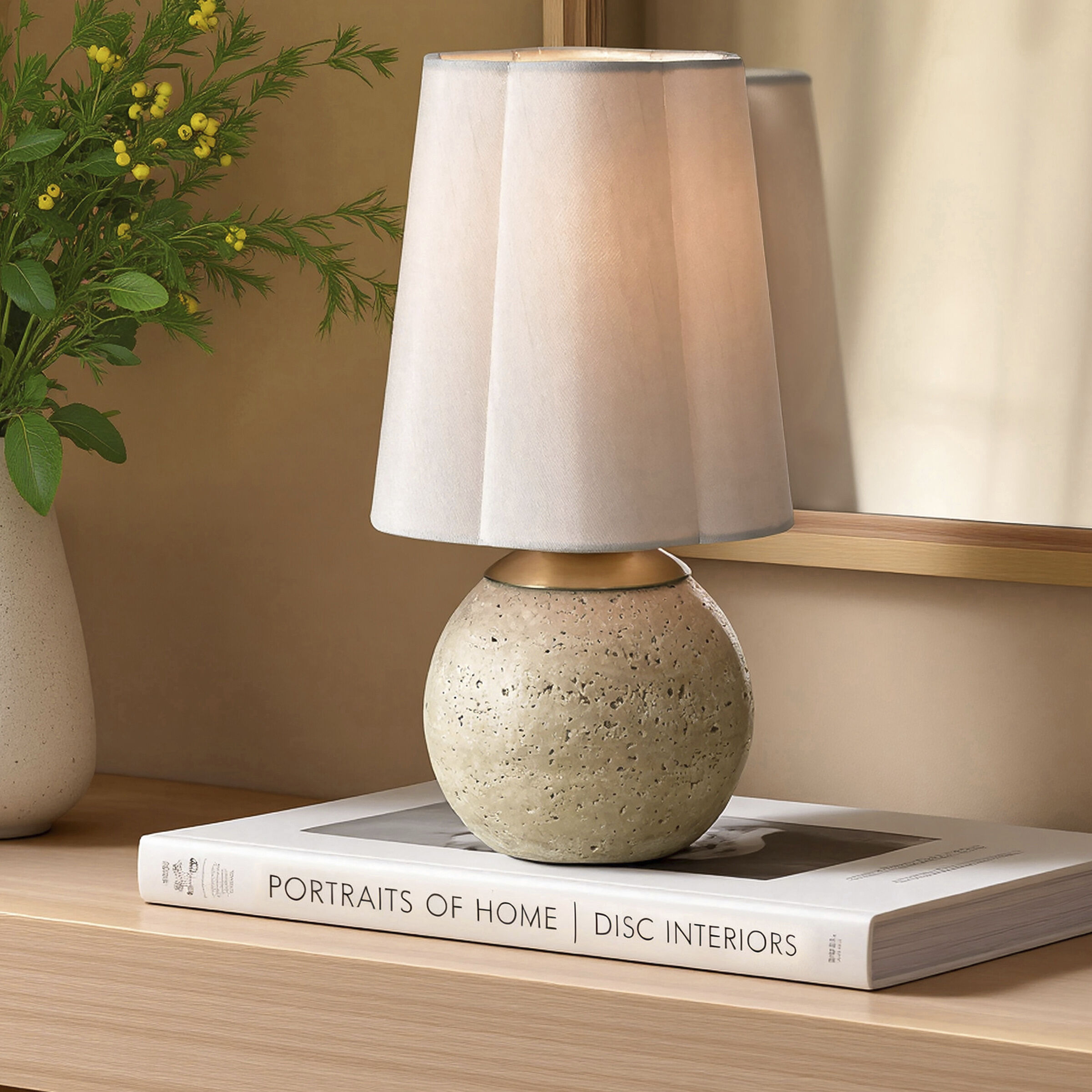 Rosalind 12 inch 40 watt Polished Brass and Natural Beige Table Lamp Portable Light