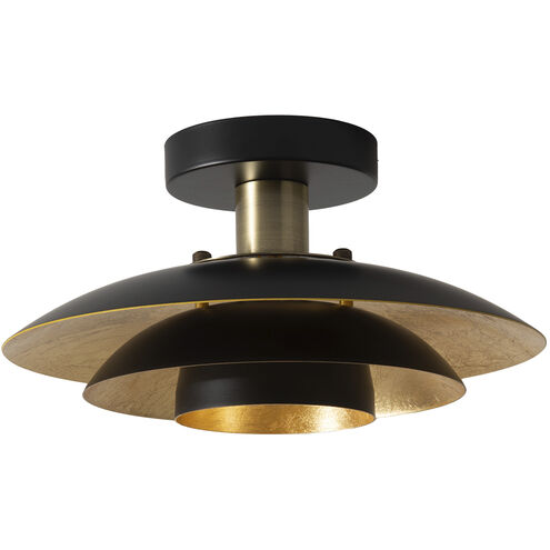 Rancho Mirage LED 12 inch Matte Black and Weathered Brass Flush Mount Ceiling Light