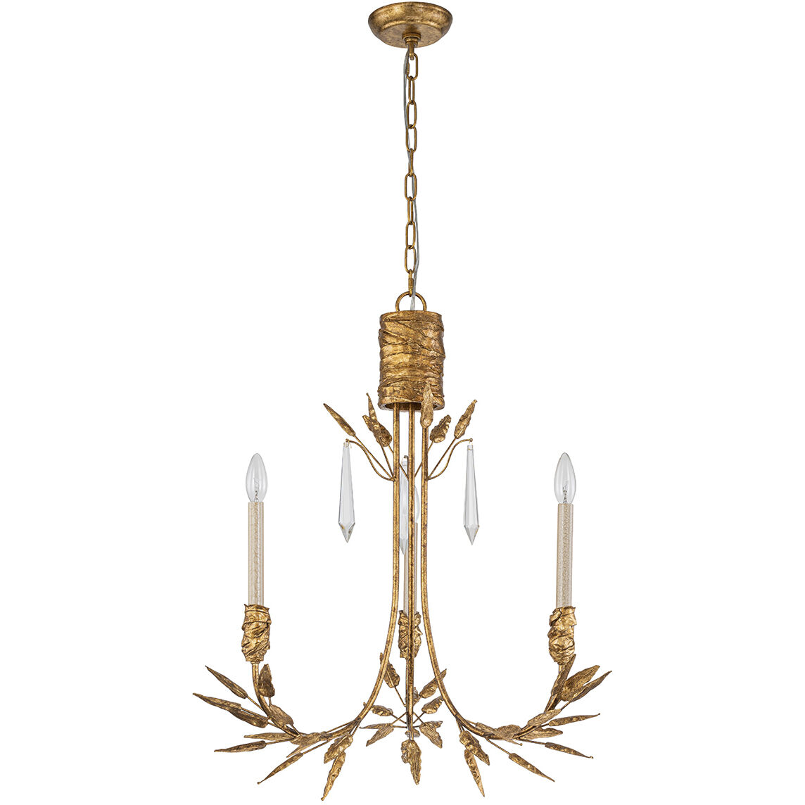 Palm d'Or 3 Light 24 inch Gold Chandelier Ceiling Light