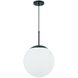 Gaze 1 Light 11.88 inch Flat Black Pendant Ceiling Light in White Frosted Glass